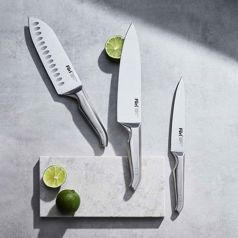 Furi – Pro 3pc Cooks, East/West Santoku & Utility Knife Set in Acacia Storage Case