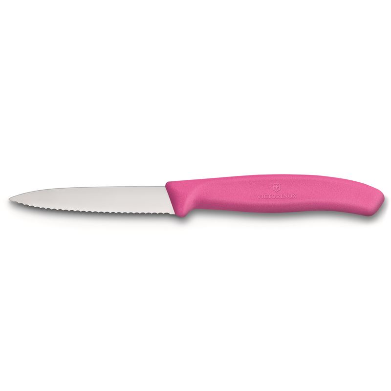 Victorinox – Paring Knife Wavy Pink with Pointed Tip 8cm (Made in Switzerland)