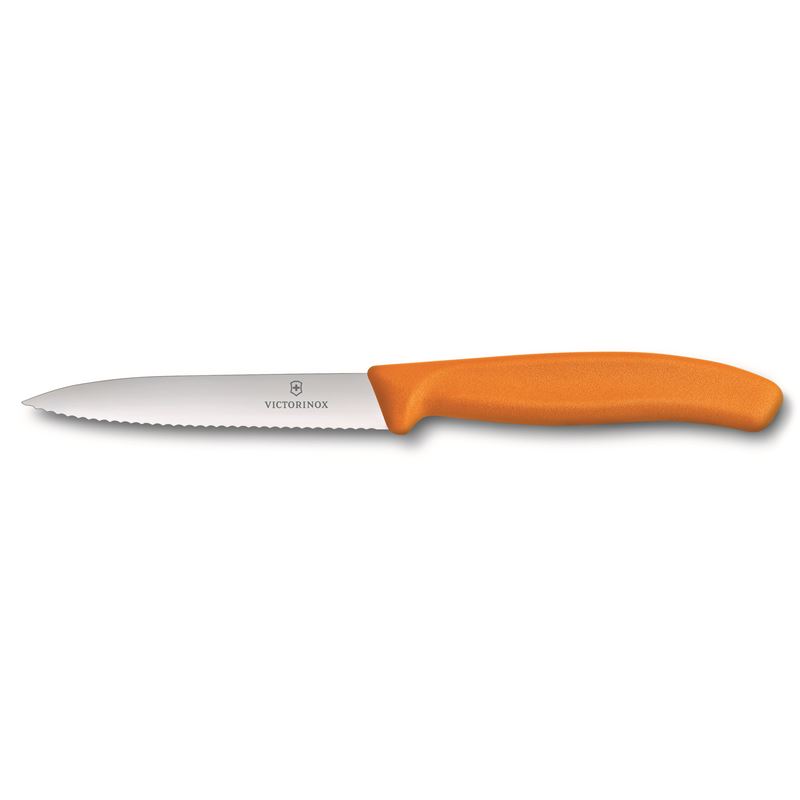 Victorinox – Paring Knife Wavy Edge Orange with Pointed Tip 10cm (Made in Switzerland)