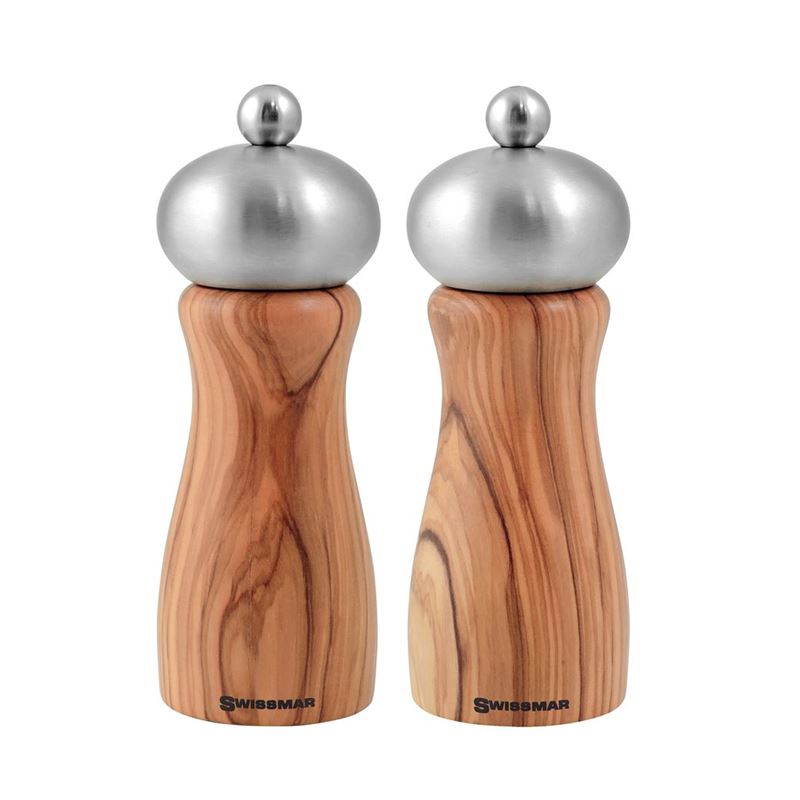 Swissmar – Belle Olive Wood & Stainless Steel Salt & Pepper Mill Set 15cm