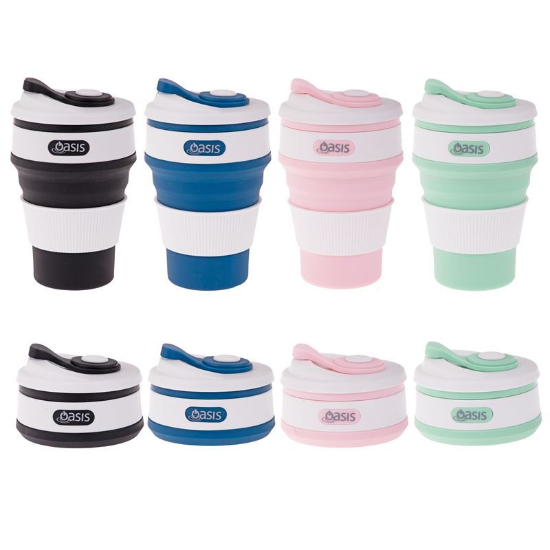 Oasis – Silicone Collapsible Reusable Coffee Cup 350ml Assorted.