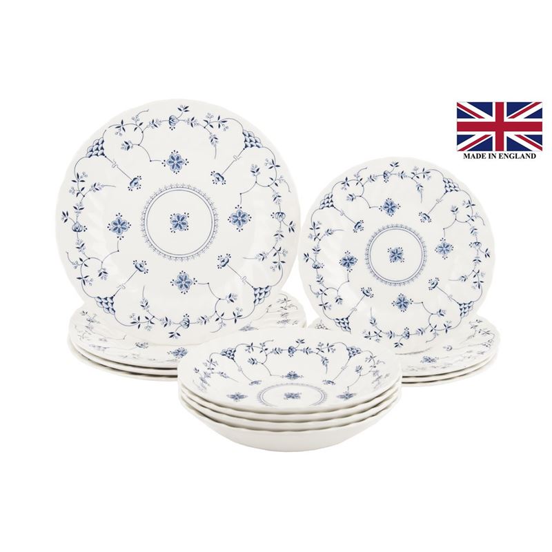 Queens by Churchill – Finlandia 12pc Blue Dinner Set (Made in England)