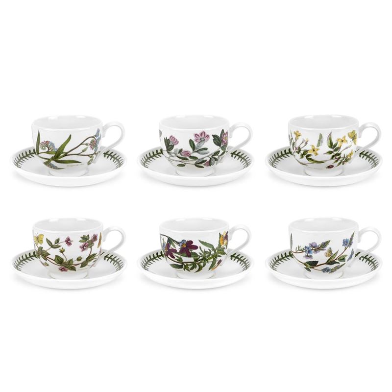 Portmeirion Botanic Garden – Breakfast Cup and Saucer SET OF 6 (Made in England)