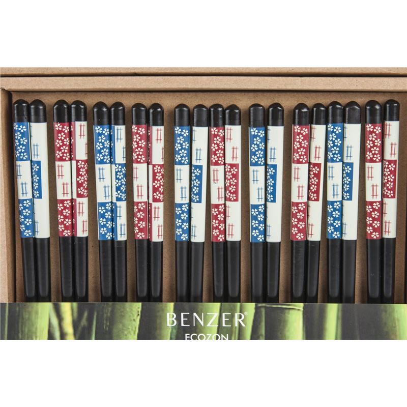 Benzer – Ecozon Bamboo Orient Collection Bamboo Chopsticks 10 Pairs Black Design 50