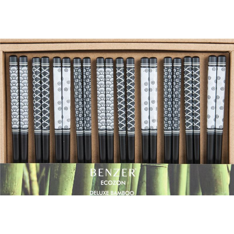 Benzer – Ecozon Bamboo Orient Collection Bamboo Chopsticks 10 Pairs Black Design 12