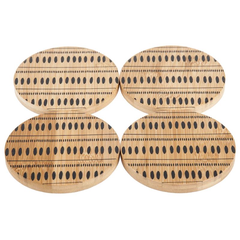Benzer – Ecozon Bamboo Aztek Bamboo Round Coasters 10cm Set of 4