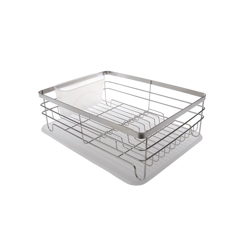 Zuhause – Zaha Stainless Steel Dish Rack with Cutlery Drainer and Tray 43x32x14cm
