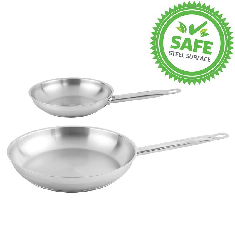 Benzer Steel – Berlin Professional 18/10 Stainless Steel 2pc Twin Pack Frypans 20+30cm