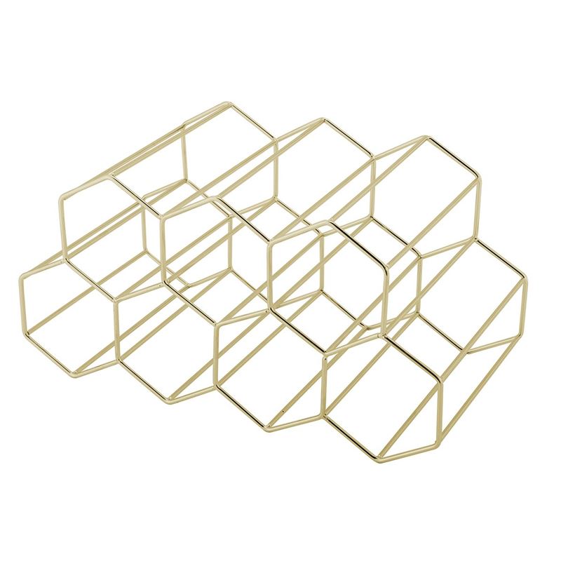 Benzer – Stak Bar Polished Gold Wine Rack Holder for 9 Bottles