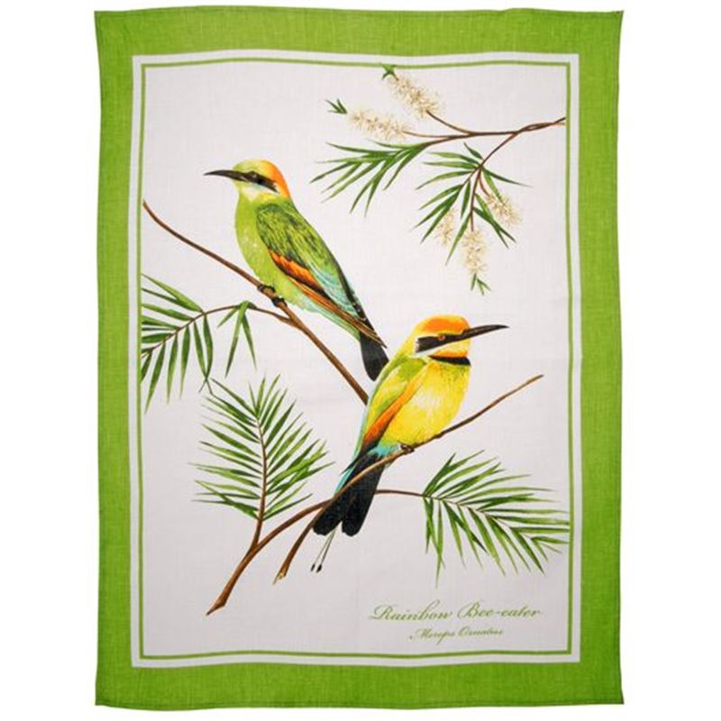 Dan Samuels – Australiana Linen Blend  Tea Towel Rainbow Bee Eater – 50x70cm