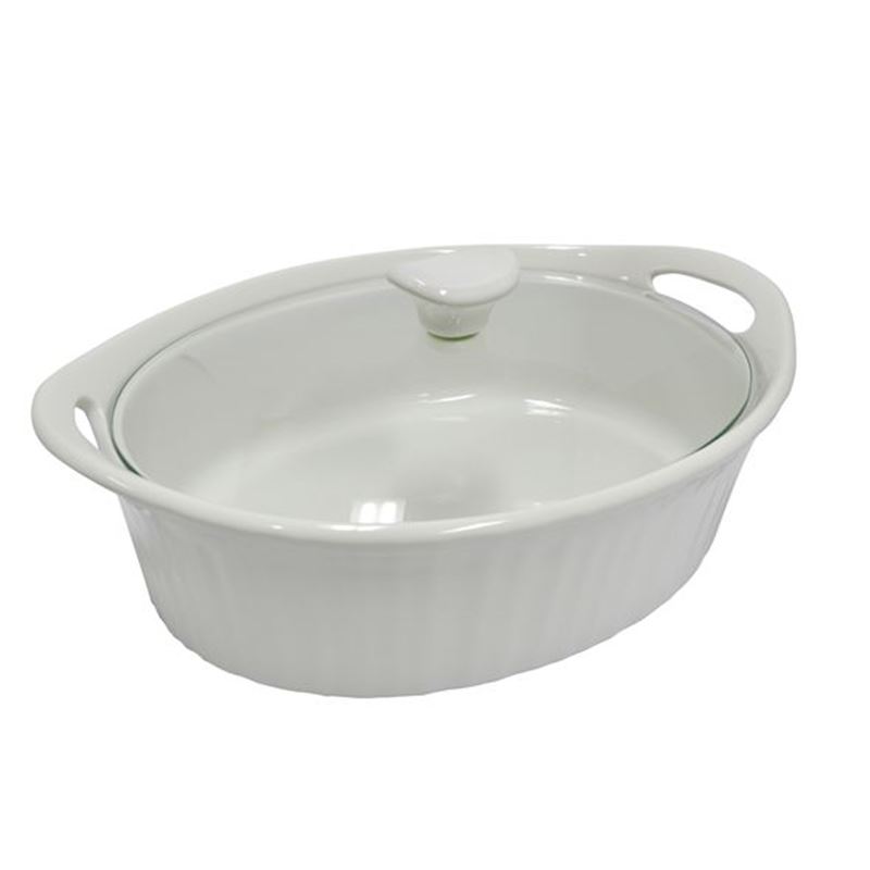 CorningWare French White – 2.35Ltr Oval Casserole with Glass Lid