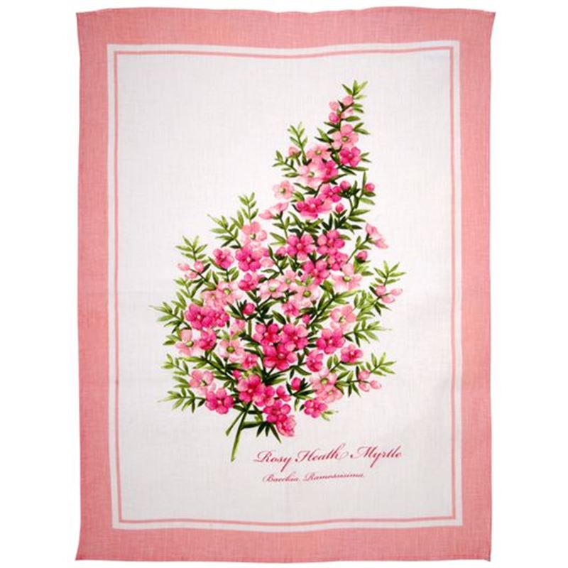 Dan Samuels – Australiana Linen Blend Tea Towel Rosy Heath Myrtle – 50x70cm