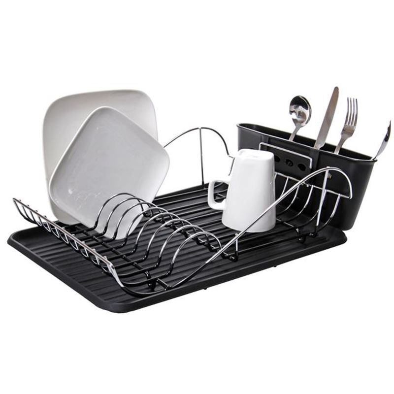 Zuhause – Loft Chrome & PVC Coated Dish Rack with Tray 41x32x13cm