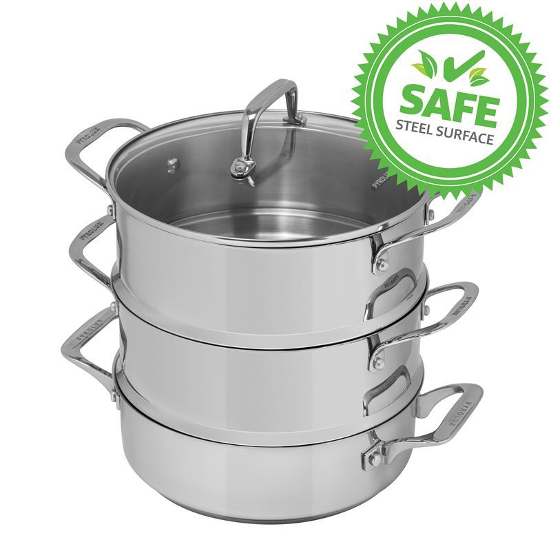 Pyrolux – Stainless Steel 3 Tier Steamer and Stock Pot 24cm Set