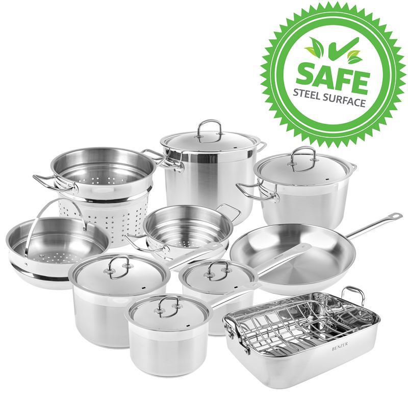 Benzer Steel – Berlin Professional 18/10 Stainless 10pc Cookware Set