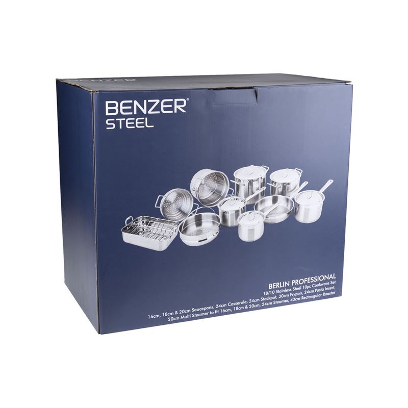 Benzer Steel – Berlin Professional 18/10 Stainless 10pc Cookware Set