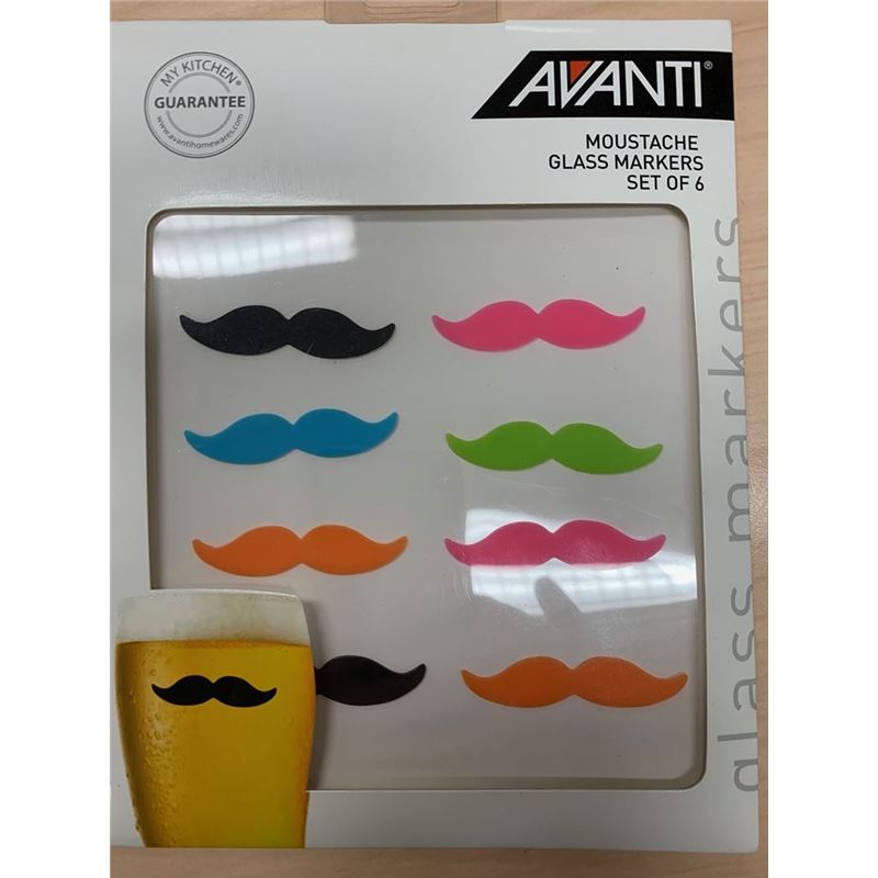 Avanti – Moustache Glass Markers set of 8