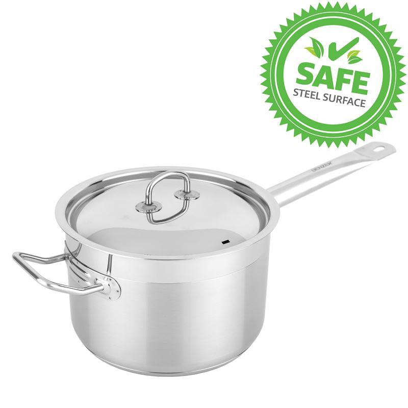 Benzer Steel – Berlin Professional 18/10 Stainless Steel 20cm Covered Saucepan with Helper Handle 4Ltr
