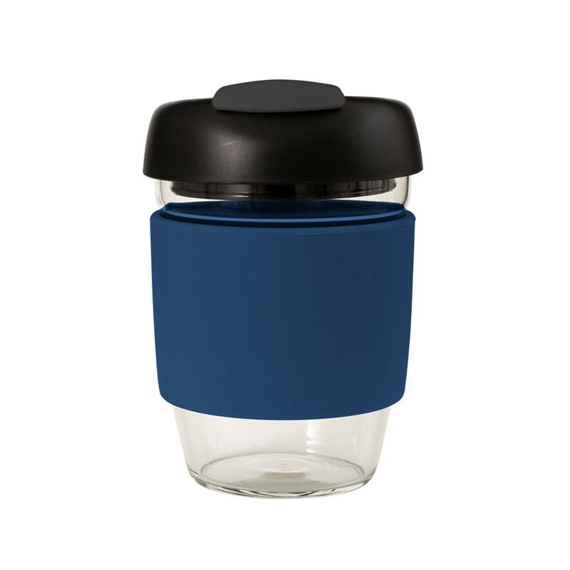 Avanti – GOCUP Glass Coffee Cup 355ml Navy Silicone Sleeve