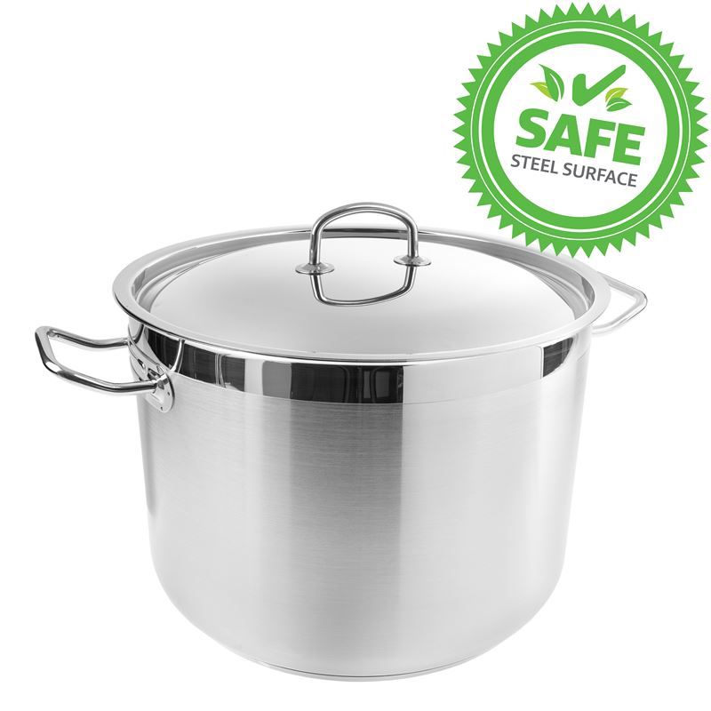 Benzer Steel – Berlin Professional 18/10 Stainless Steel 15 LITRE 30cm GIANT Covered Stockpot