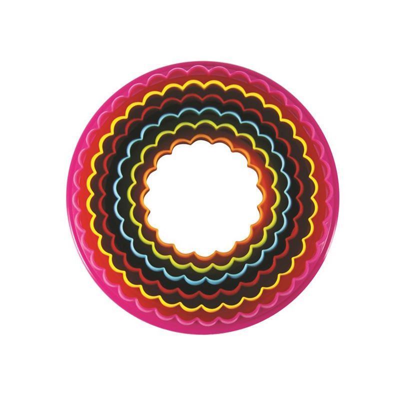 Avanti – Multi-Coloured Double Sided Fluted and Plain Round Cookie Cutters set of 6