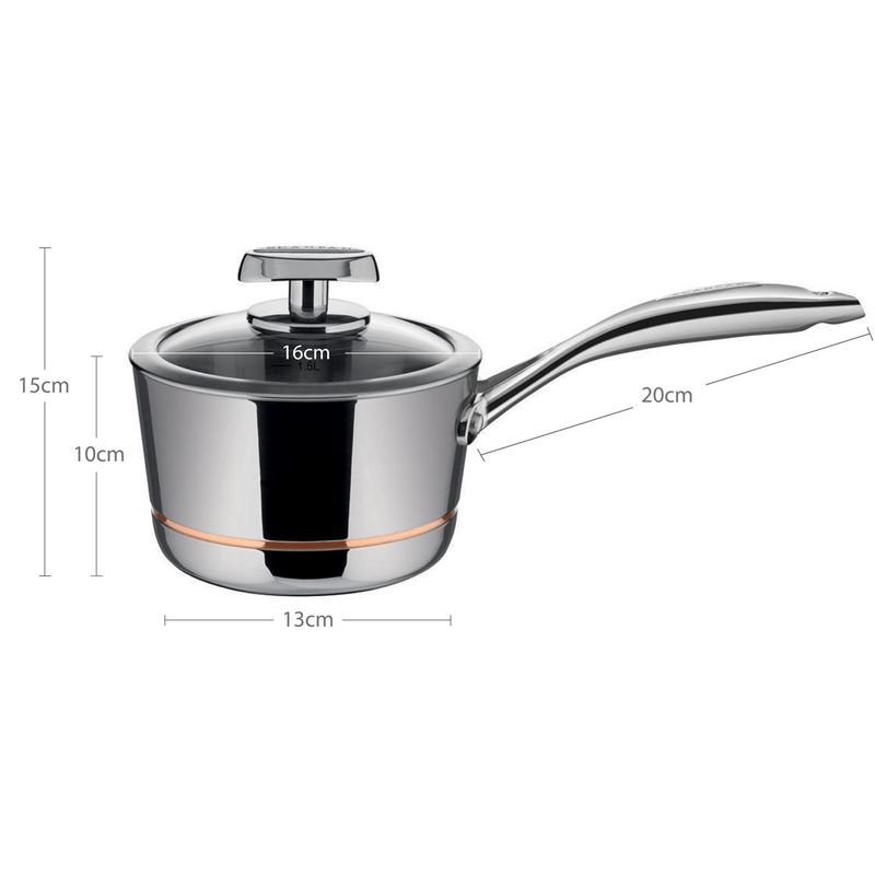 Scanpan – Axis Covered Saucepan 16cm 1.8Ltr – 5 Layer Stainless Steel with Copper Core