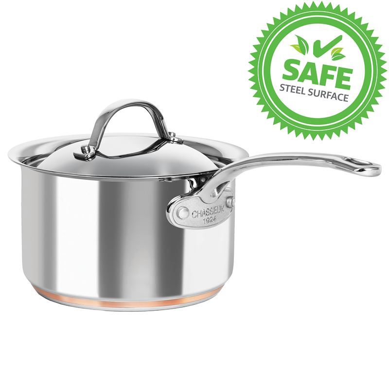 Chasseur – Le Cuivre 18cm 2.6Ltr 18/10 Stainless Steel Copper Based Induction Saucepan with Lid