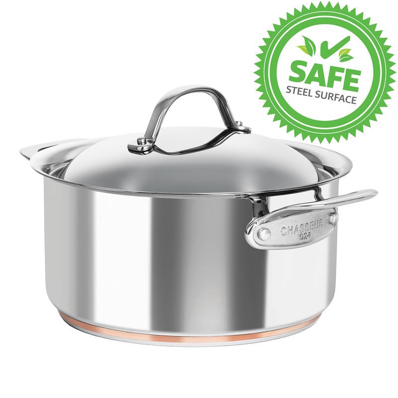 Chasseur – Le Cuivre 24cm 5.2Ltr 18/10 Stainless Steel Copper Based Induction Casserole with Lid