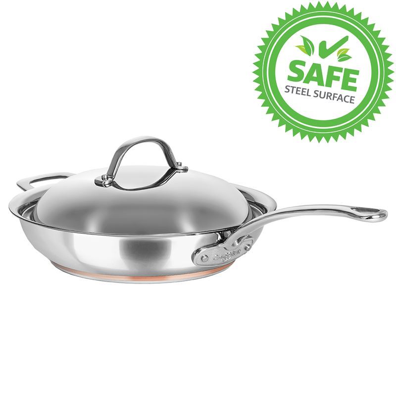 Chasseur – Le Cuivre 28cm 18/10 Stainless Steel Copper Based Induction Saute Pan with Lid