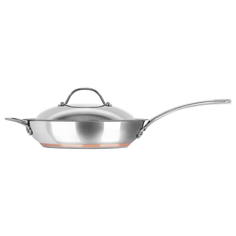 Chasseur – Le Cuivre 28cm 18/10 Stainless Steel Copper Based Induction Saute Pan with Lid