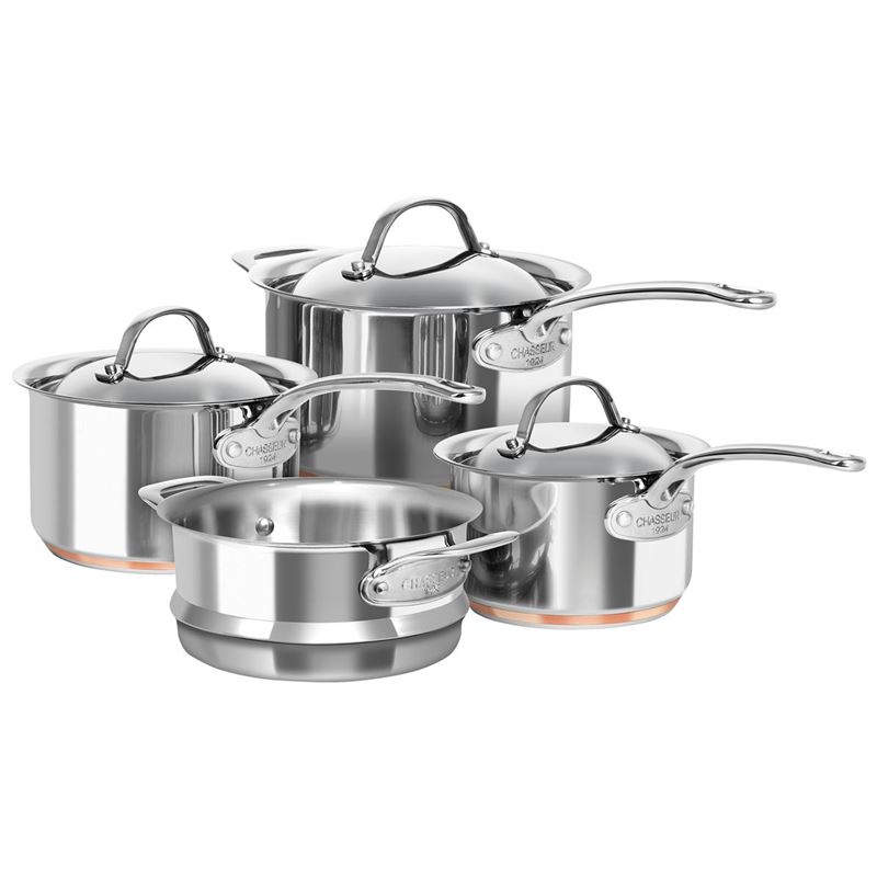 Chasseur – Le Cuivre 18/10 Stainless Steel Copper Based Induction 4pc Saucepan and Steamer Set