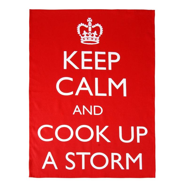 Dan Samuels – Keep Calm and Cook up a Storm 100% Linen Tea Towel 50x70cm Red