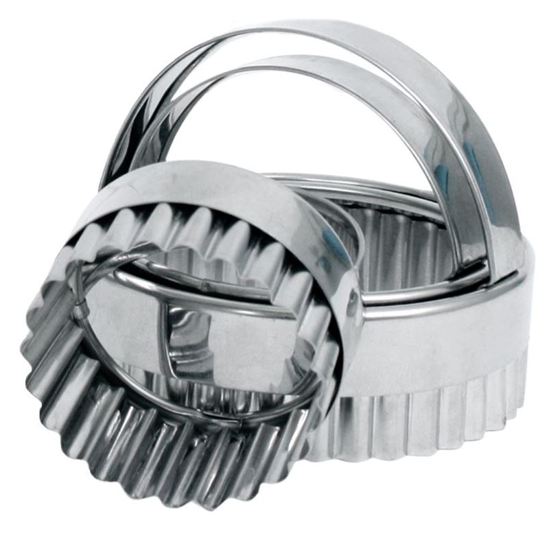 Appetito – Crinkle Stainless Steel Cookie Cutters with Handle Set of 3
