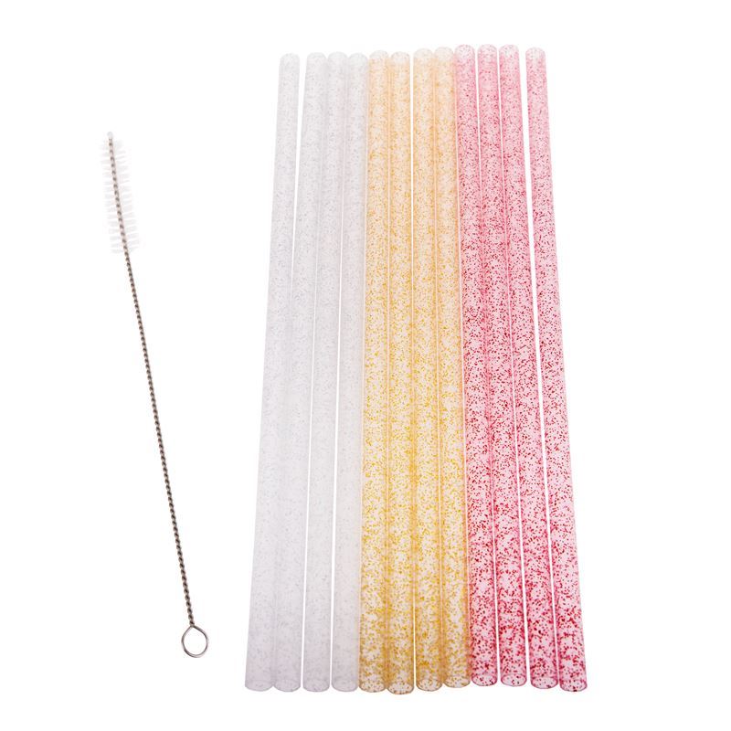 Appetito – Reusable Sparkle Party Straws 25cm Set of 12 with Cleaning Brush