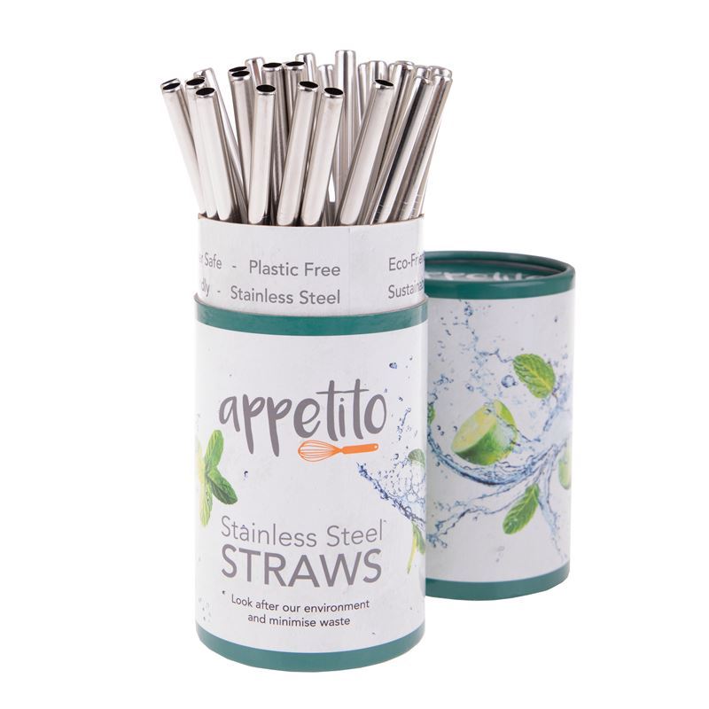Appetito – Stainless Steel Straight Smoothie Drinking Straw