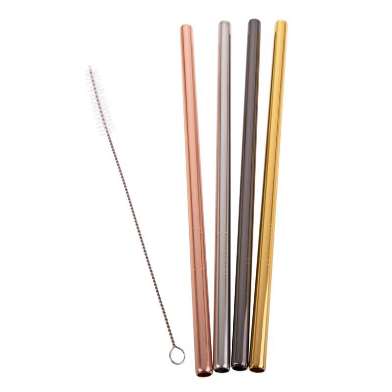 Appetito – Stainless Steel Straight Smoothie Drinking Straw Set Of 4 ...