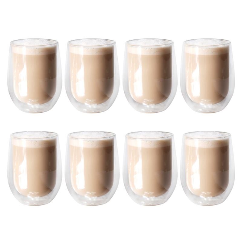 Zuhause – Uber Set of 8 Double Wall Thermo Latte Coffee Glasses 280ml