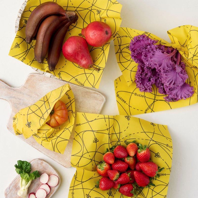 Buzzee – Organic Beeswax Wraps Pack of 4 Busy Bees